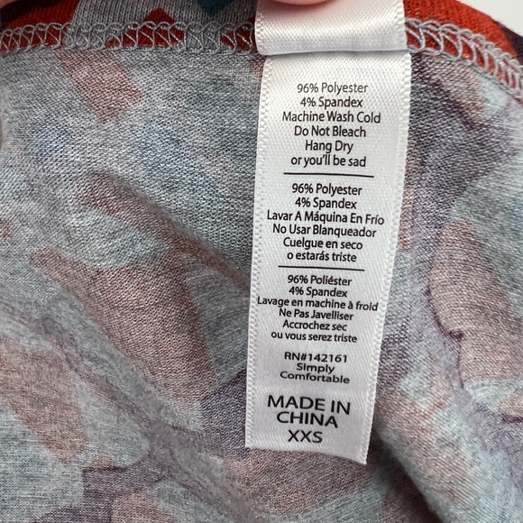 LuLaRoe Perfect Tee Orange Gray T-Shirt Tunic Size XXS - Picture 8 of 12